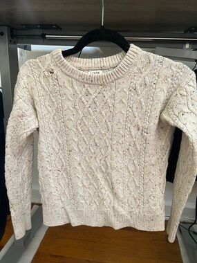 Cream Cable-Knit Crewneck Sweater